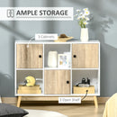 6-Cube Natural Storage Cabinet with Doors for Dining & Living Room