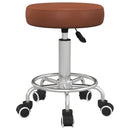 Brown PU Leather Rolling Salon Stool with Adjustable Height and Wheels