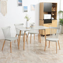 Grey 5-Piece Dining Set with Beech Wood Legs for Small Kitchens
