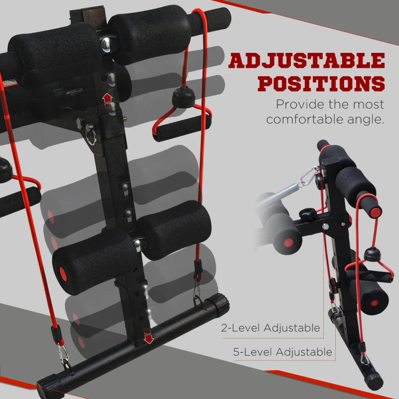 Black Adjustable Sit Up Bench with Thigh Support for Home Gym