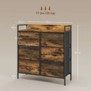 Rustic Brown Wood Effect 6-Drawer Fabric Chest