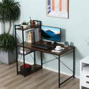 Rustic Brown and Black Reversible Computer Desk with Storage Shelves