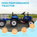 Blue Ride-On Tractor with Detachable Trailer, Remote Control & Music