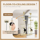 Beige 6-Tier Floor to Ceiling Cat Tree with Scratching Post and Hammock