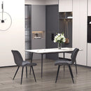 Grey PU Leather Dining Chairs Set of 2 with Steel Frame