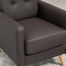 Brown Tufted PU Leather Accent Chair for Living Room, Bedroom, Home Office