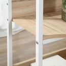 Oak Computer Desk with 4-Tier Storage Shelf and Bookshelf, Metal Frame - 120 x 70 x 120cm