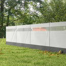 Grey Camping Windbreaker with Clear Windows, Carry Bag, Steel Poles - 725 x 140cm