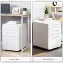 White 3-Drawer Lockable Vertical File Cabinet for A4, Letter, Legal Size