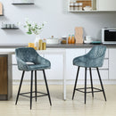 Blue Velvet Counter Height Bar Stools Set of 2