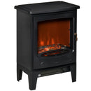 Black Electric Fireplace Stove with Realistic LED Flame Effect