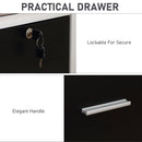 Black and White Mobile File Cabinet with Lockable Drawer and Shelf