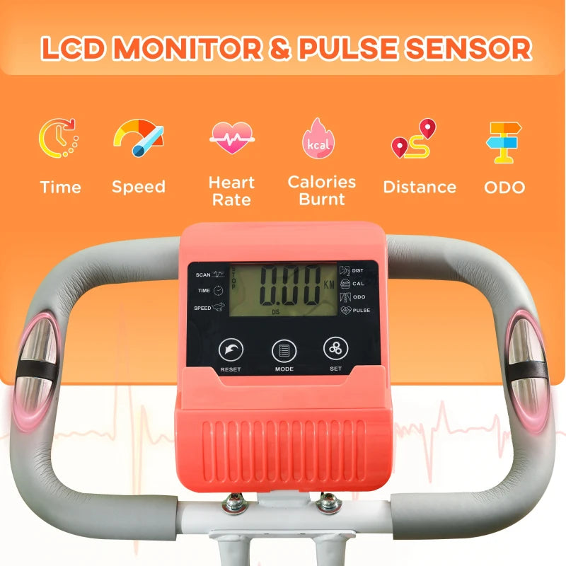 Orange Foldable Recumbent Exercise Bike with 8-Level Magnetic Resistance