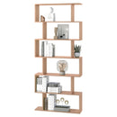 Maple Wood S-Shaped 6-Shelf Room Divider Bookcase