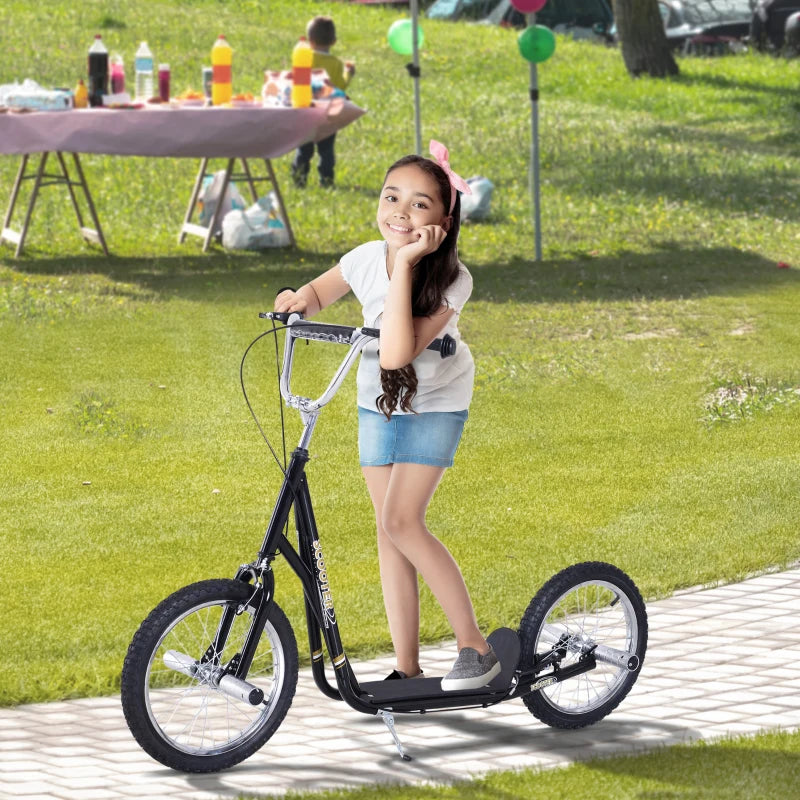 Black Youth Stunt Scooter with 16" Pneumatic Tyres