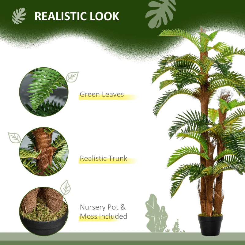 Set of 2 Tropical Palm Artificial Plants in Green Pots, 150cm