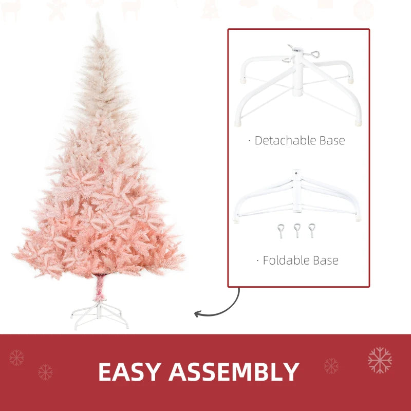 6FT Pink Artificial Christmas Tree with Metal Stand - Festive Holiday Home Decor