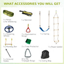 Kids 42.6 FT Obstacle Course Set with Monkey Bars and Swing - Blue