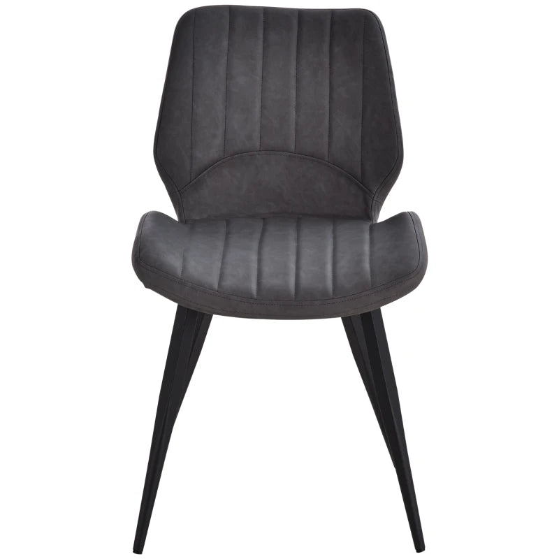 Grey PU Leather Dining Chairs Set of 2 with Steel Frame