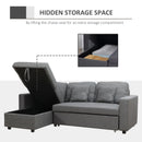 Grey 3 Seater Corner Sofa Bed with Storage and Chaise Lounge