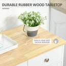 White Kitchen Storage Sideboard with Solid Wood Top