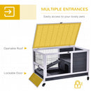 White Wooden Small Animal Hutch with Openable Roof and No-Leak Tray