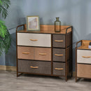 Grey Fabric 7-Drawer Dresser with Steel Frame