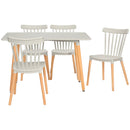 Grey 5-Piece Dining Set with Beech Wood Legs for Small Kitchens