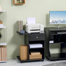 Black Mobile Printer Stand with CPU Stand and Drawer