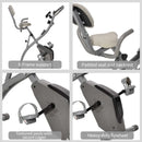 Grey Foldable Recumbent Exercise Bike with 8-Level Magnetic Resistance
