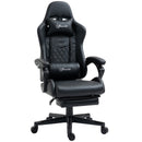 Black Racing Gaming Chair with Swivel Wheel & Footrest