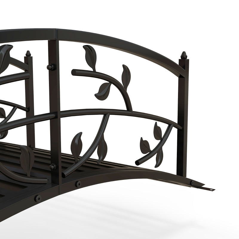 Black Metal Vine Pattern Garden Bridge - 1.2M