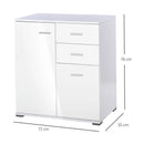 White High Gloss Storage Cabinet with Drawers for Bedroom and Living Room