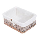 5-Drawer Wicker Basket Storage Unit - Natural Wood Finish