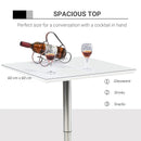 White Square Adjustable Bar Table with Metal Base