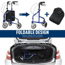 Blue/Black Foldable 3-Wheel Rollator with Bag