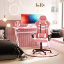 Pink Gaming Chair with Lumbar Support and Swivel Wheels