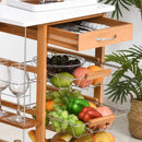 Brown Rolling Kitchen Cart with 4 Basket Drawers & Side Racks