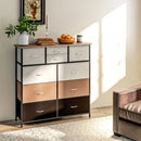 Multicolour 10-Drawer Fabric Dresser with Steel Frame