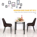 Brown Rhombus Tufted Dining Chairs Set of 2 - Modern Leather Style