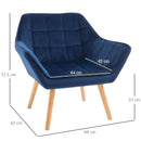 Blue Padded Armchair with Wooden Legs - Home Furniture Seating