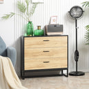 Natural 3-Drawer Steel Frame Storage Cabinet - Bedroom & Living Room Organizer