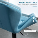 Blue Velvet Bar Stools Set of 2 - Metal Frame, Adjustable Height Swivel