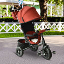 Red 4-in-1 Kids Tricycle with Parent Handle and Canopy
