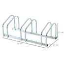 Silver Bike Storage Rack - Floor/Wall Mount, Locking Stand (3 Racks)