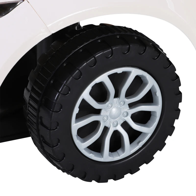 White Toddler Ride-On Car with Horn and Storage