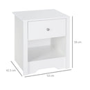 White Modern Bedside Table with Drawer Shelf