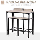 3-Piece Industrial Oak Tone Table Stool Set