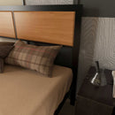 Rustic Brown Steel Double Bed Frame with Storage, 5FT