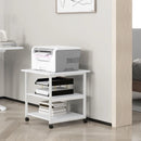 White 3-Tier Steel Printer Stand with Wheels